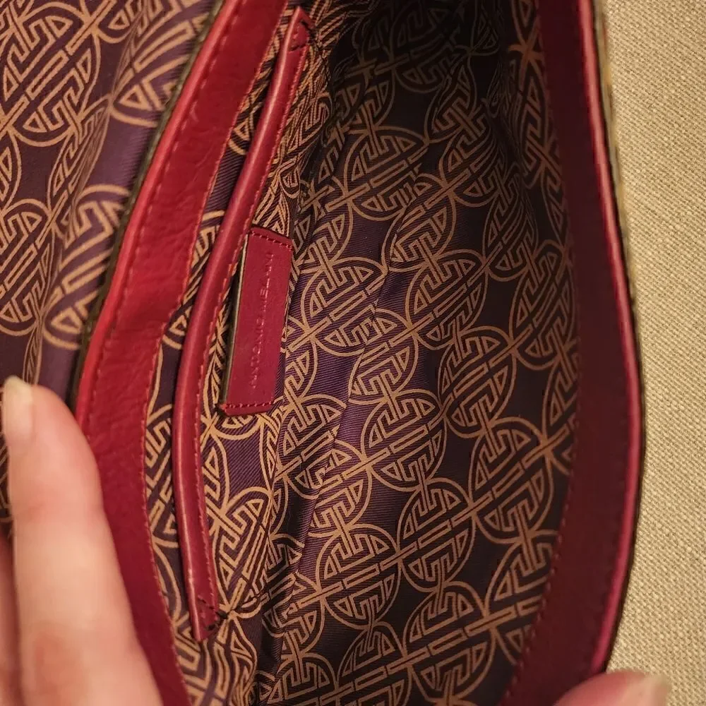 Antonio Melani Cheetah Print Calf Hair Red Clutch Shoulder Bag Purse